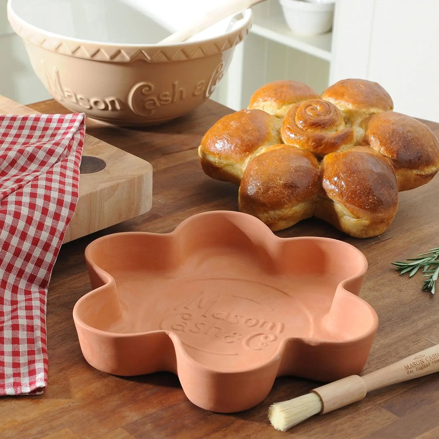 Heavy Earthenware Mixing Bowl Wide Shallow For Kneading Dishwasher Safe