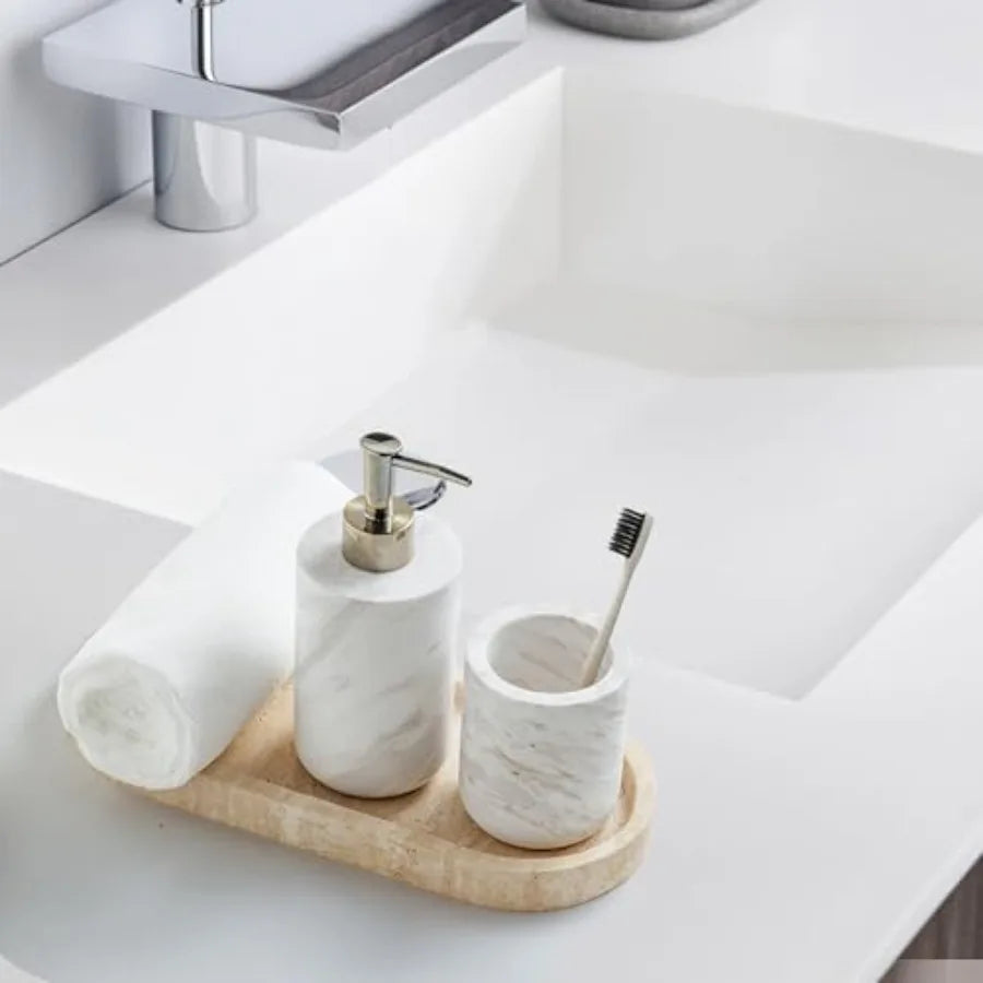 Travertine Vanity Tray For Jewelry And Perfume Storage
