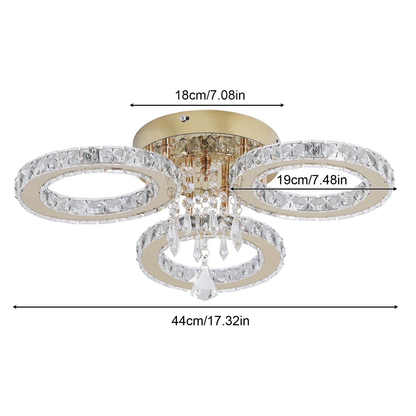 VETRULUS Crystal Led Ceiling Chandelier Gold Modern Living Room Pendant