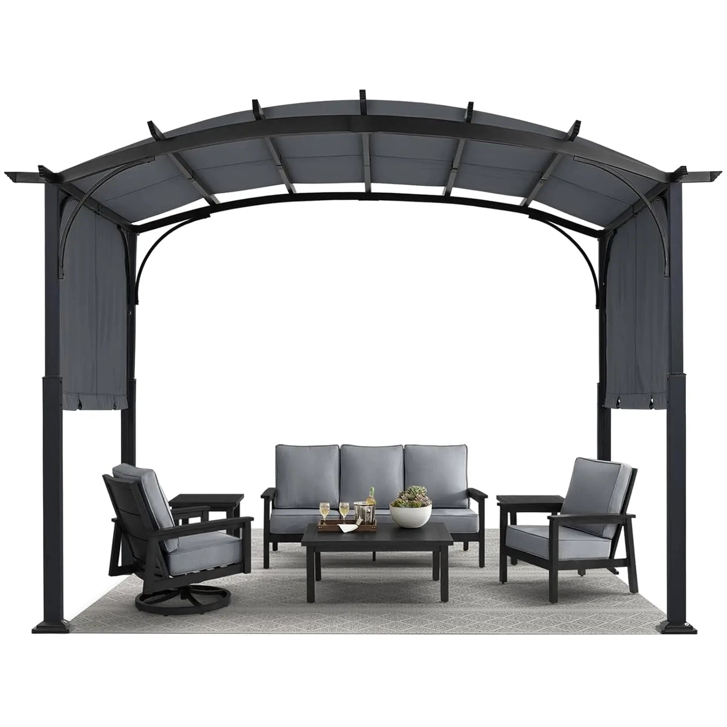 Outdoor Retractable Pergola With Sun Shade Canopy For Patio Garden