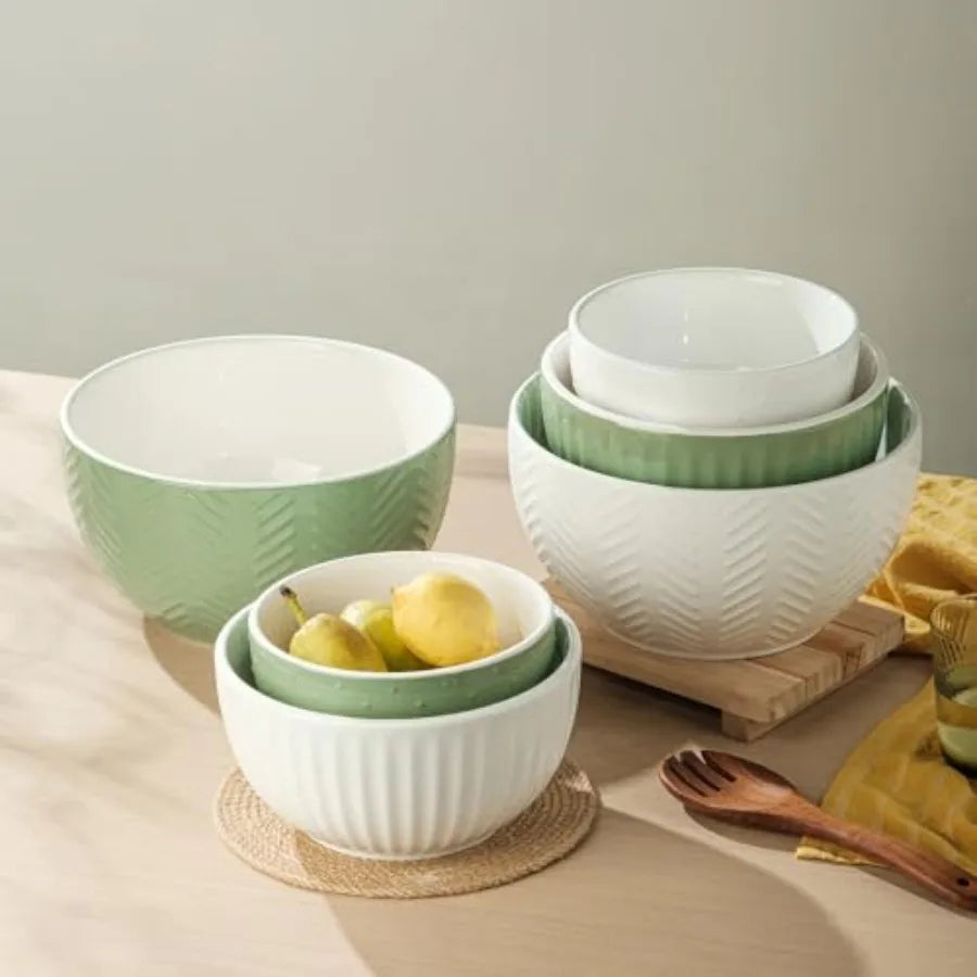 Ceramic Mixing Bowls Set for Kitchen Prep and Serving