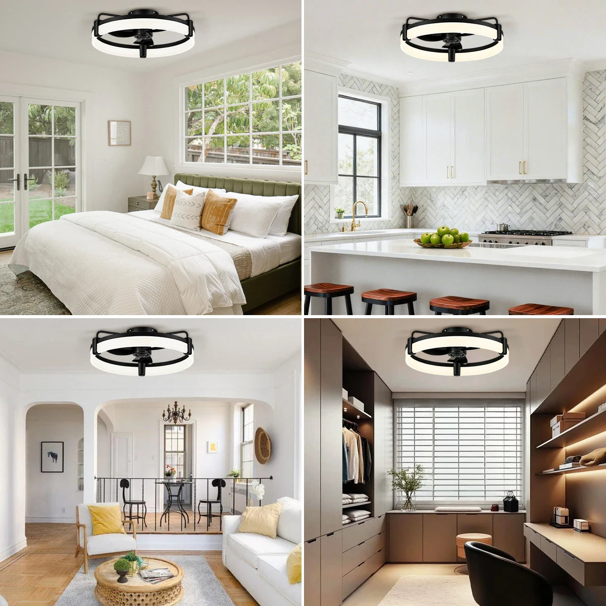 Aiopp Ultra Quiet Round LED Ceiling Fan Dimmable Light Remote