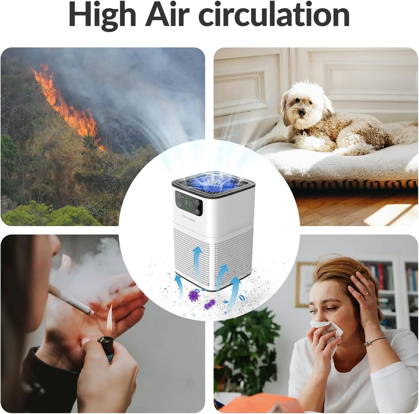 Compact Air Purifier for Bedroom With 3 Stage Filtration