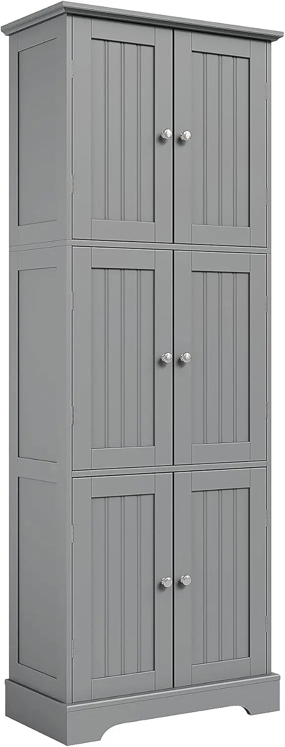 Bathroom Storage Cabinet With 6 Doors And Adjustable Shelves