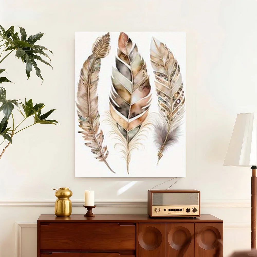Framed Canvas Print Tree Of Life Dream Catcher Feathers Religious
