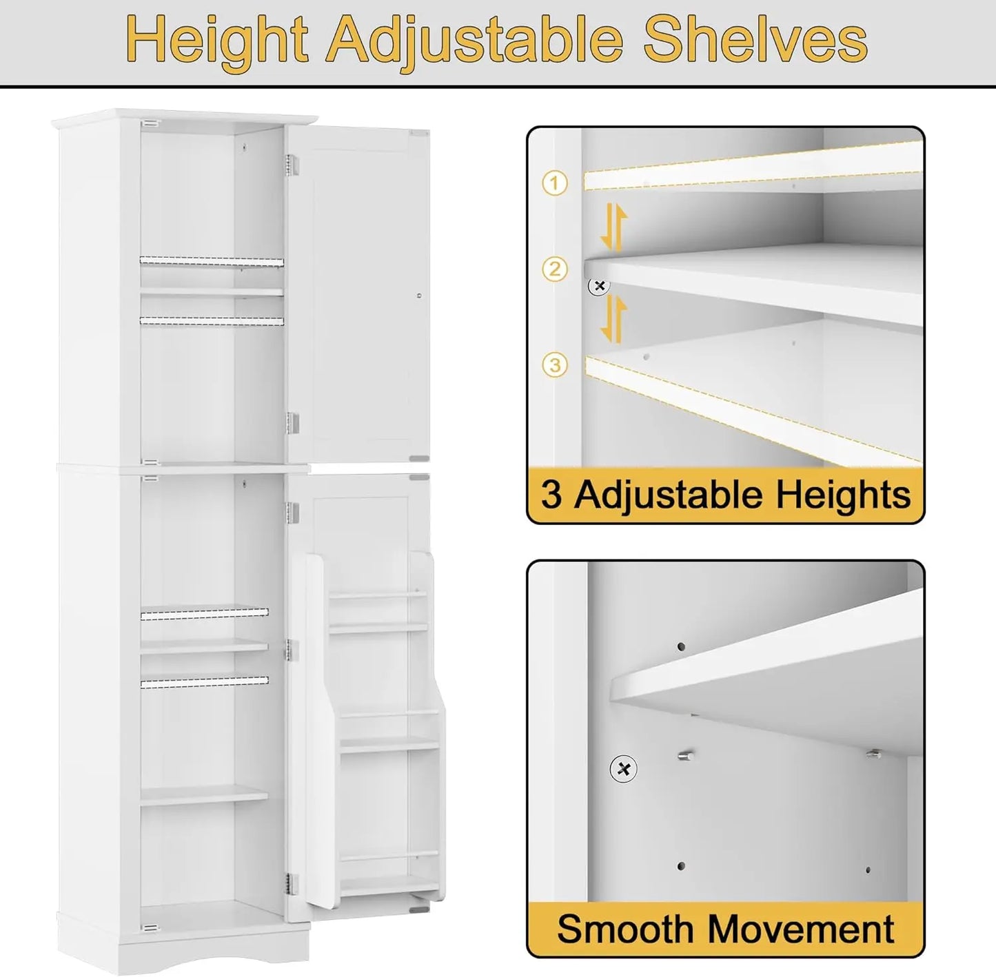 Bathroom Storage Cabinet Freestanding Narrow Kitchen Pantry With Door
