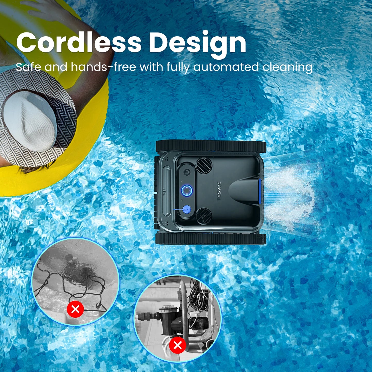 INSE Cordless Robotic Pool Cleaner Inground Pools With 4 Motors