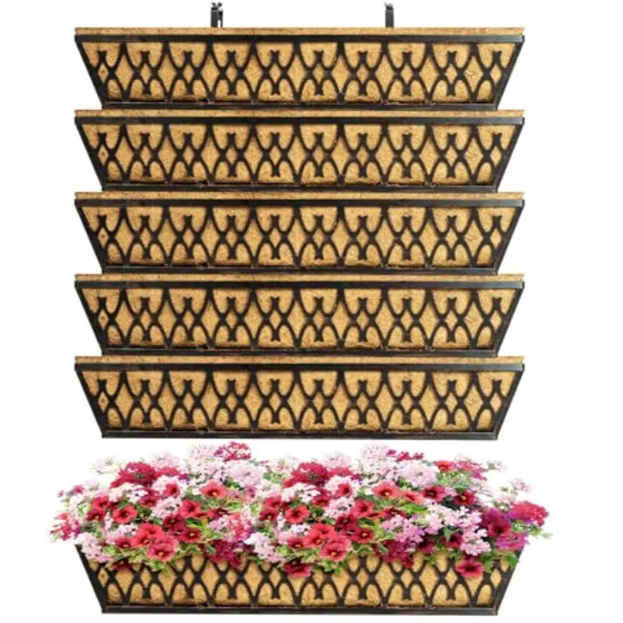 Railing Planter Box With Adjustable Brackets For Porch Balcony