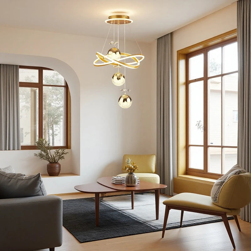 Led Pendant Chandelier With Three Color Temperatures And Adjustable Height