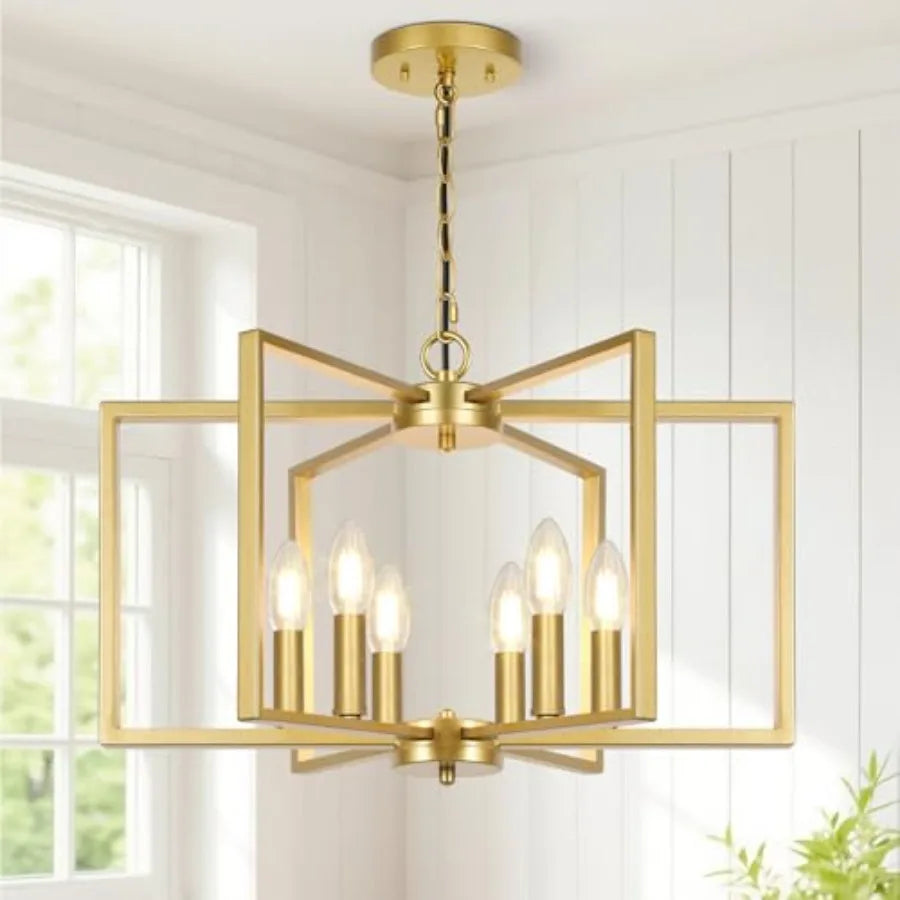 Farmhouse Chandelier Geometric Dining Room Light Fixture Modern Industrial
