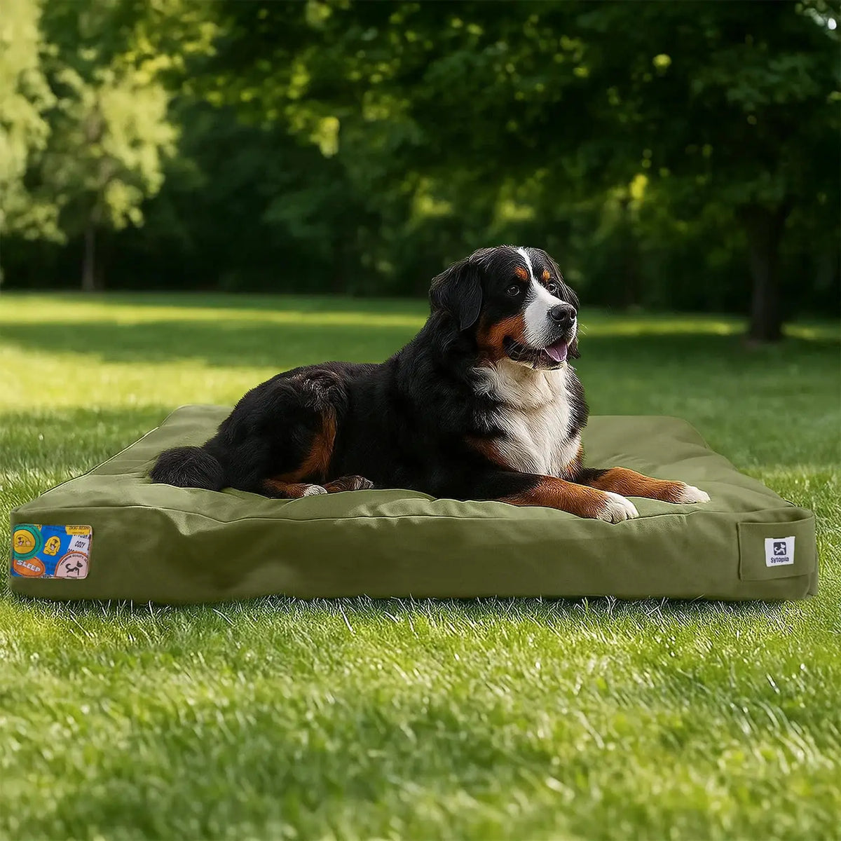 Indestructible Canvas Outdoor Dog Bed With Waterproof Washable Cover