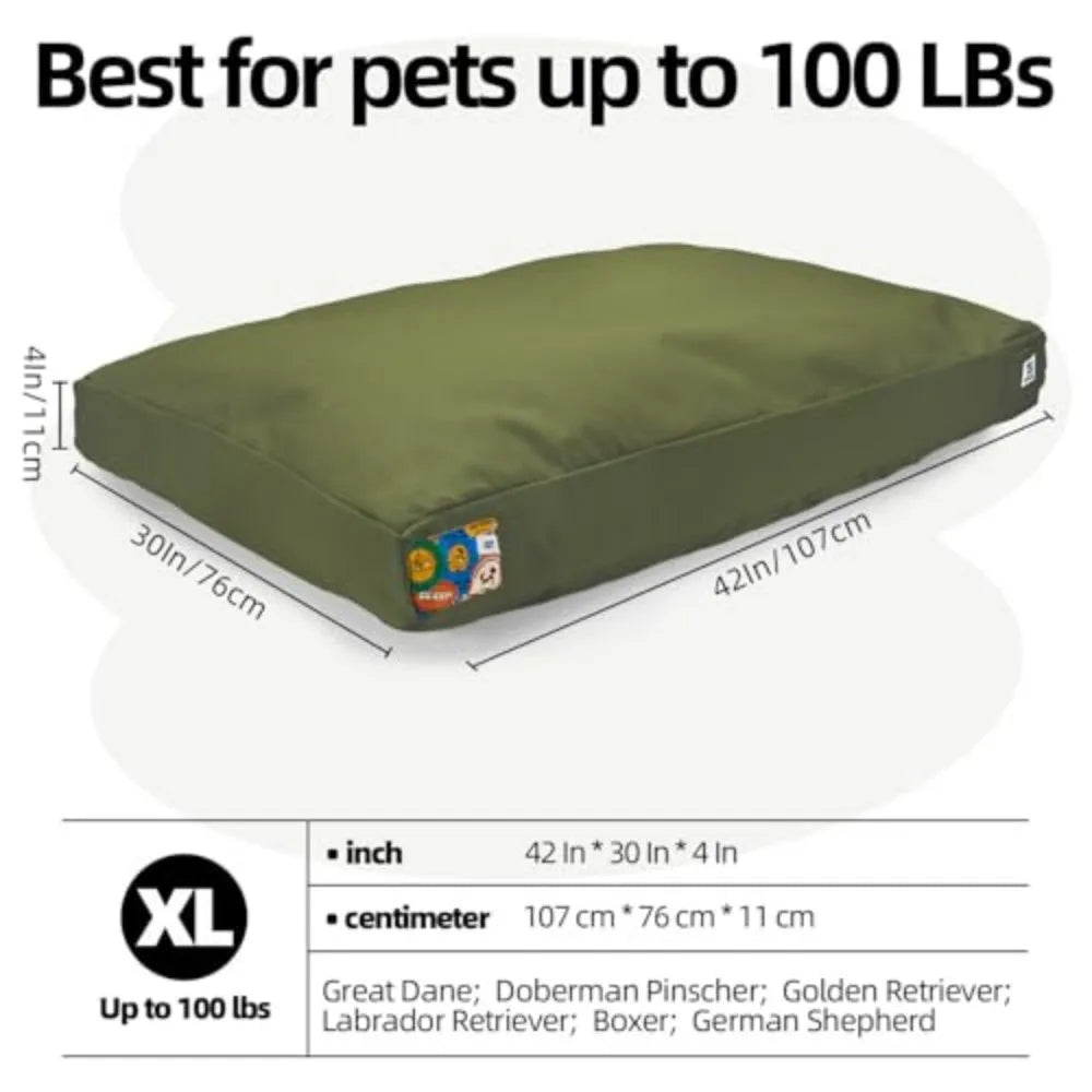Indestructible Canvas Outdoor Dog Bed With Waterproof Washable Cover