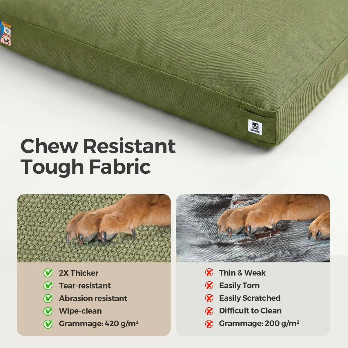 Indestructible Canvas Outdoor Dog Bed With Waterproof Washable Cover