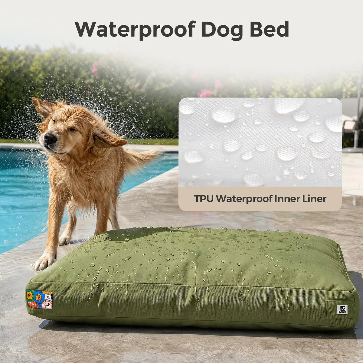 Indestructible Canvas Outdoor Dog Bed With Waterproof Washable Cover