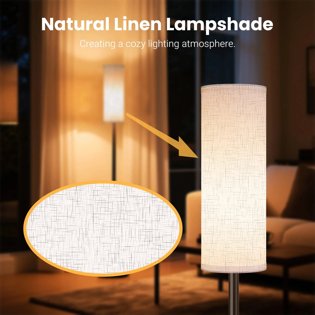 Gupup Dimmable Fabric Shade Floor Lamp With Remote Control