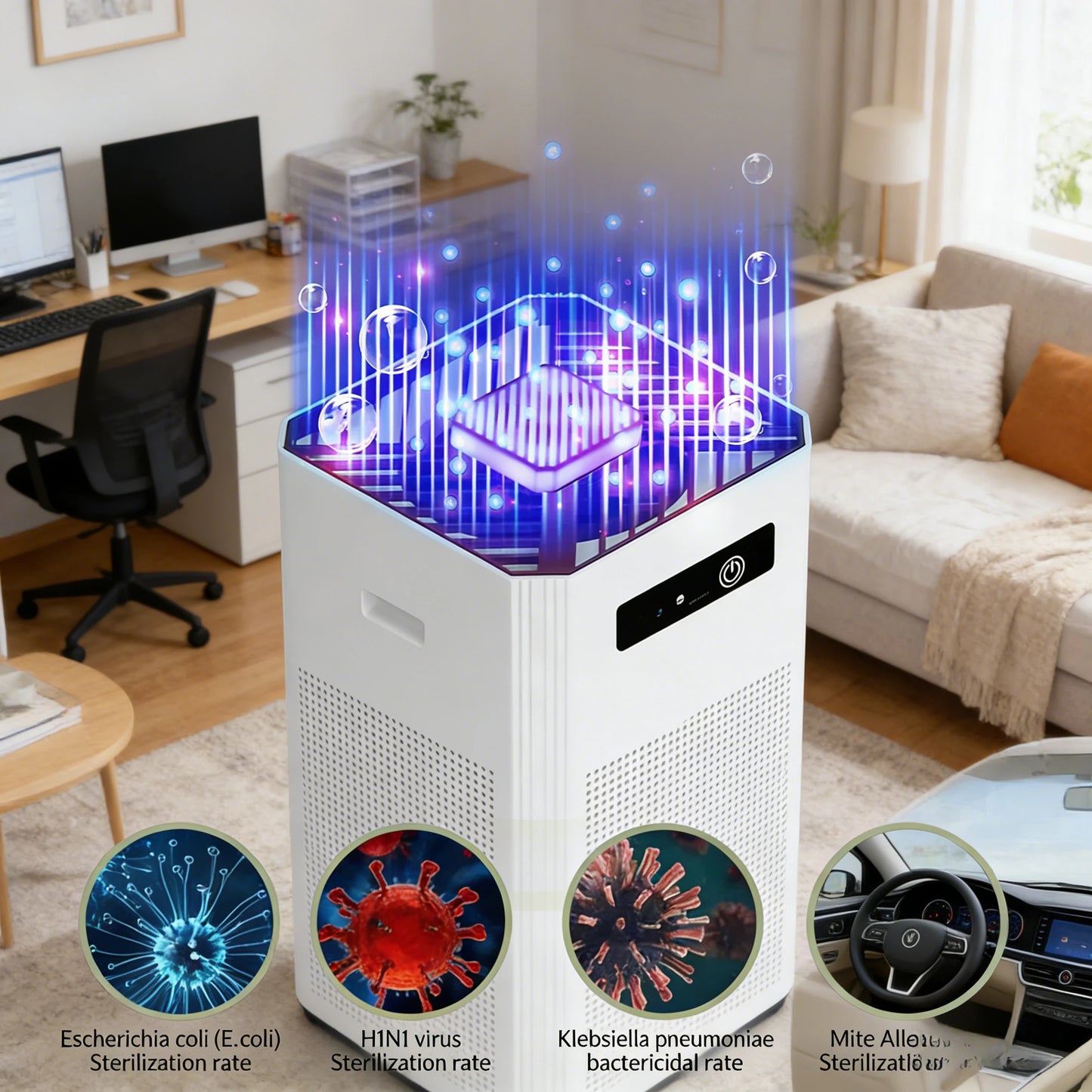 HEPA Air Purifier For Home Office USB Powered 360 Degree