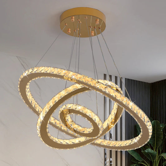 Vinilky Crystal Pendant Light Ceiling Chandelier With Remote Control