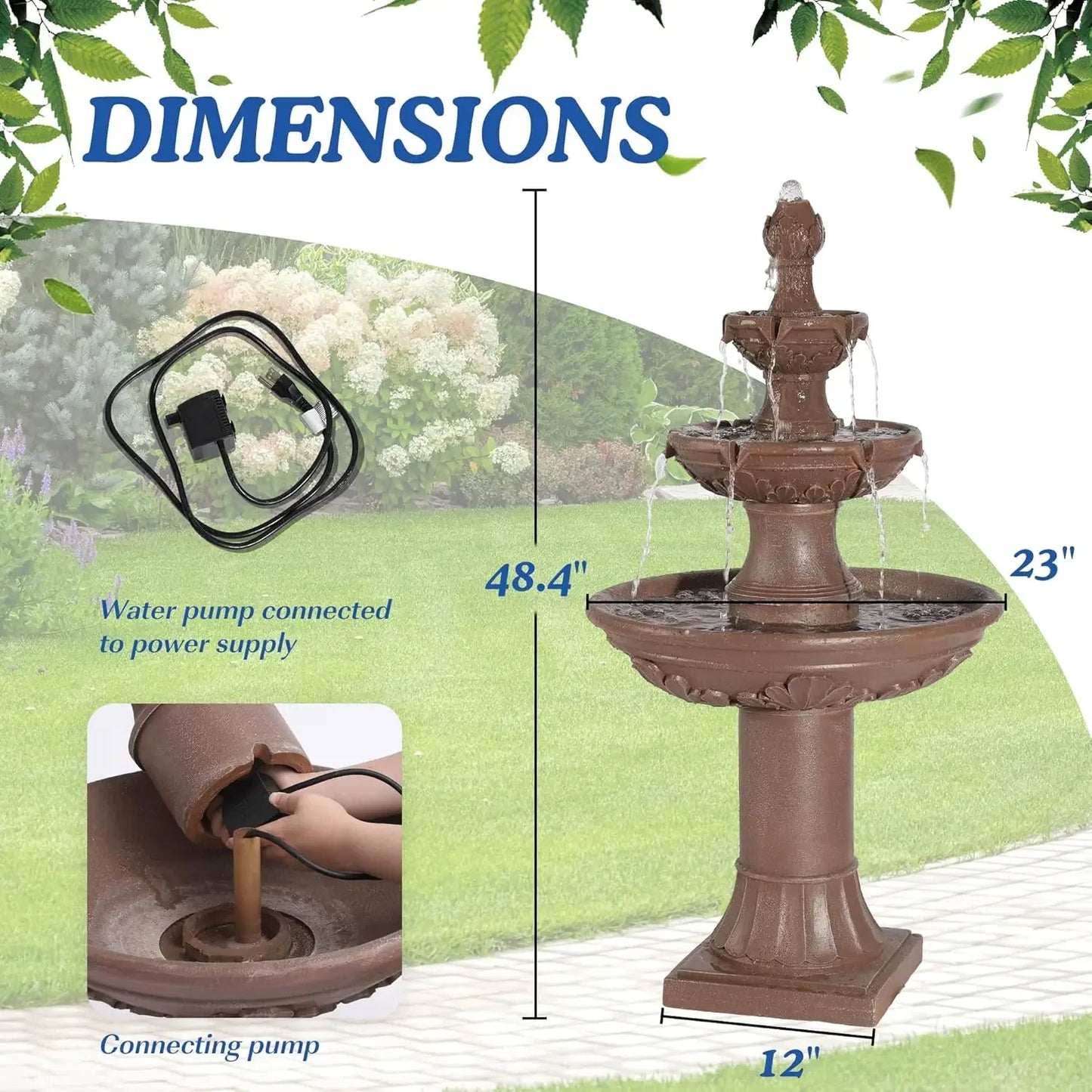 Italian Outdoor Water Fountains Garden Decor Large Cascading Waterfalls