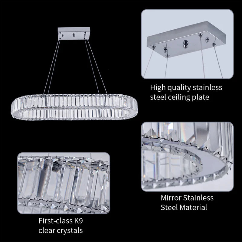 GreeLustr Indoor K9 Crystal Oval Ring Lamp Chandelier Pendant