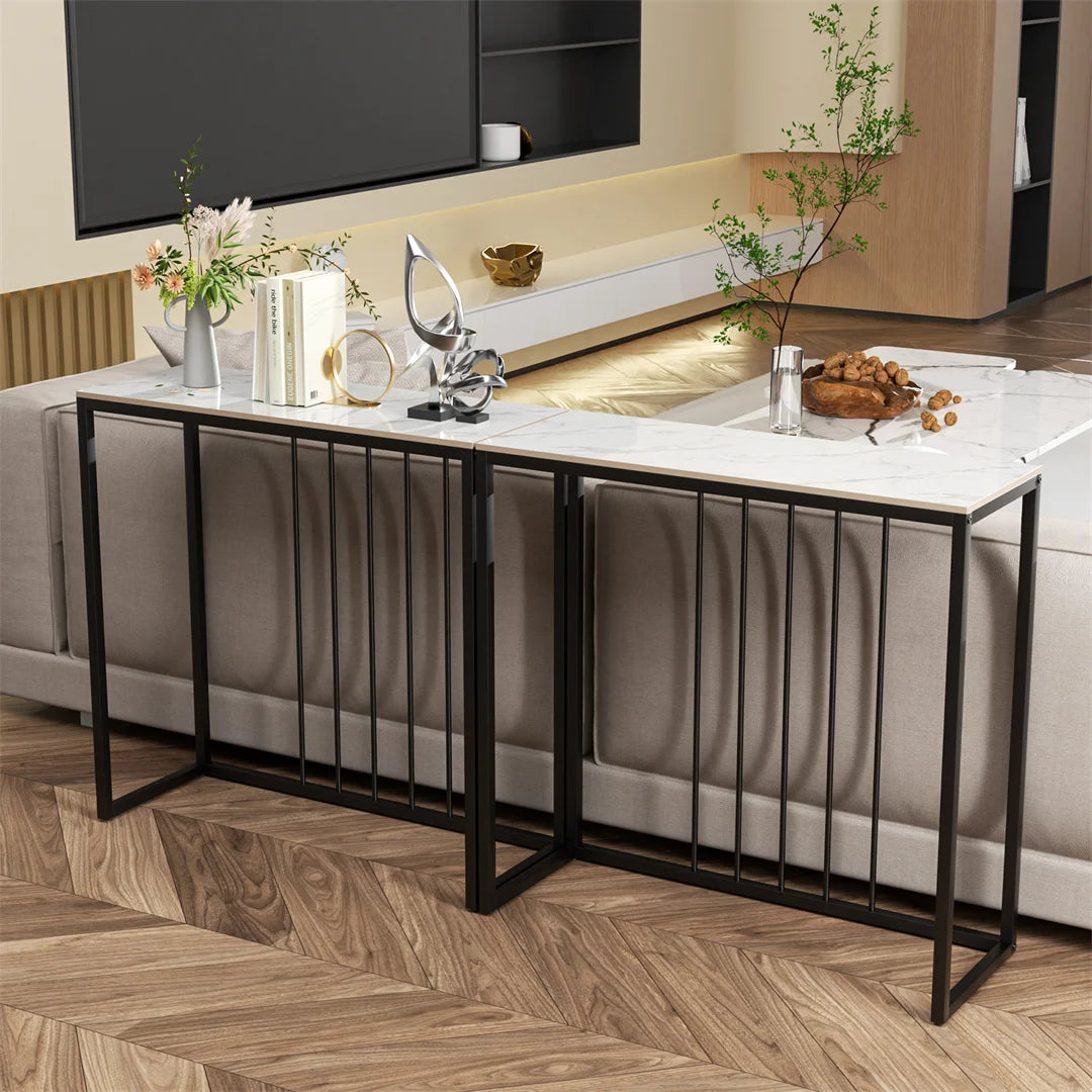 LUVODI Narrow Console Table With Storage For Entryway Metal Frame