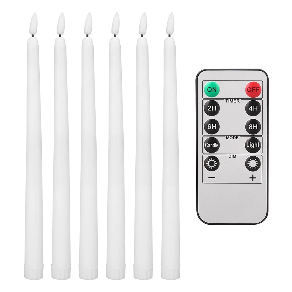 Battery Operated LED Taper Candles With Flickering Remote Control