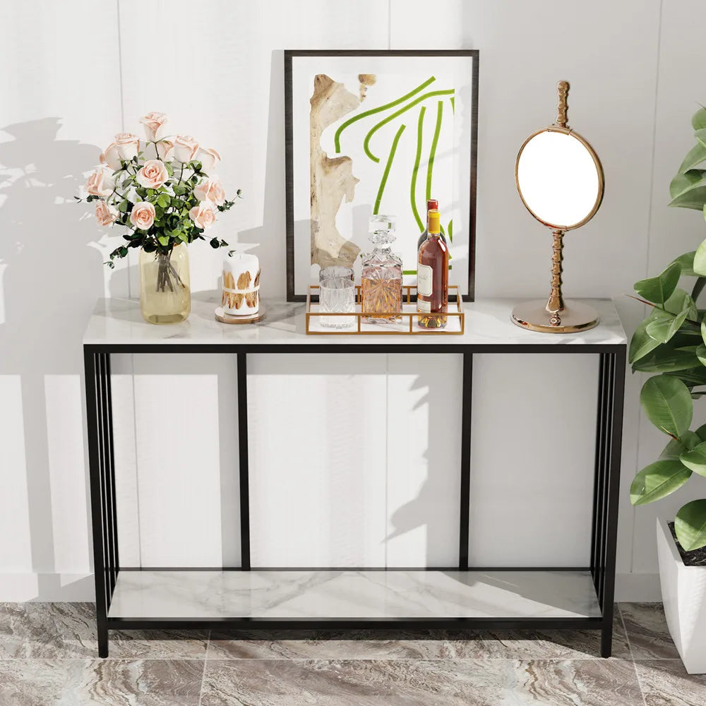 LUVODI Style Console Table With Metal Frame And Shelves