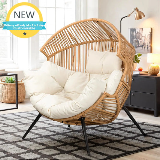 Wicker Egg Chair Rattan Lounge Chair Outdoor Indoor Use