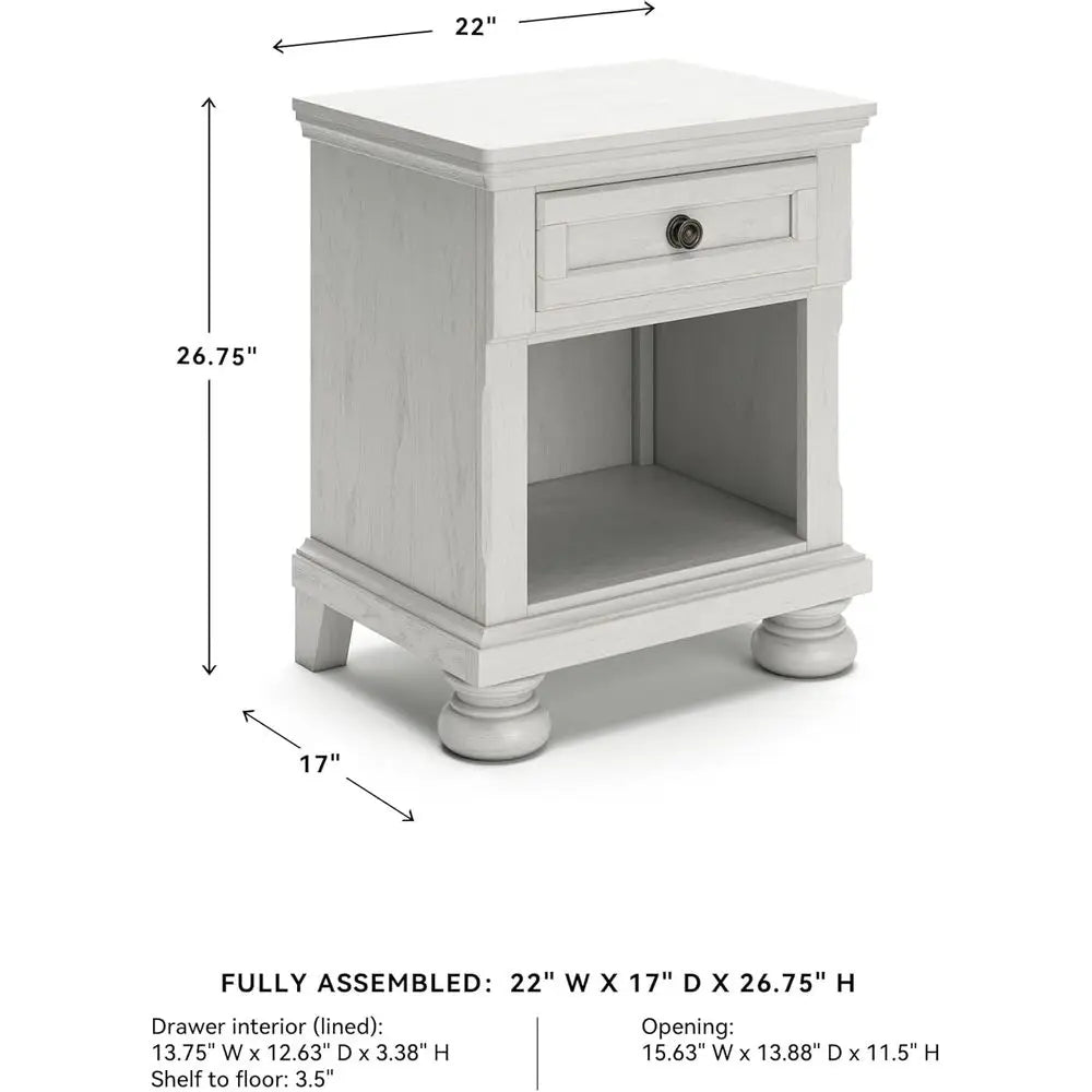 Compact Nightstand With Cubby Storage For Modern Bedroom