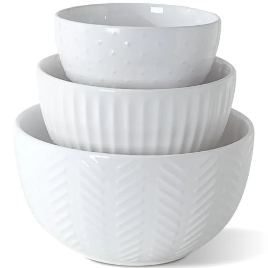 Ceramic Mixing Bowls Set for Kitchen Prep and Serving