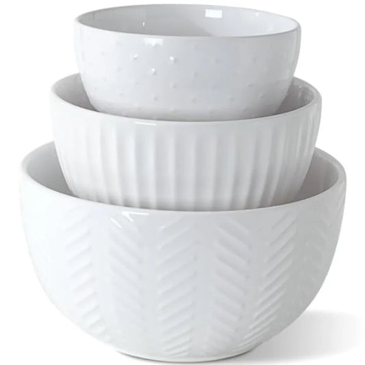 Ceramic Mixing Bowls Set for Kitchen Prep and Serving