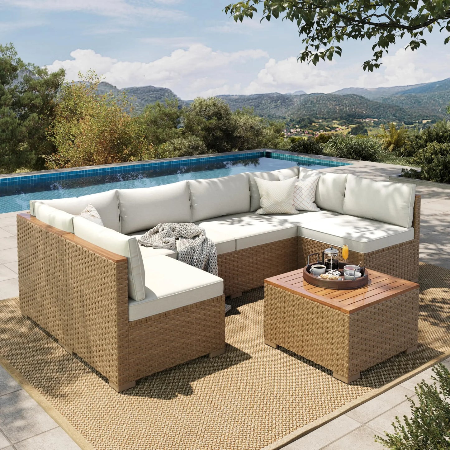 Three-Piece Wicker Patio Furniture Set With Outdoor Sofa