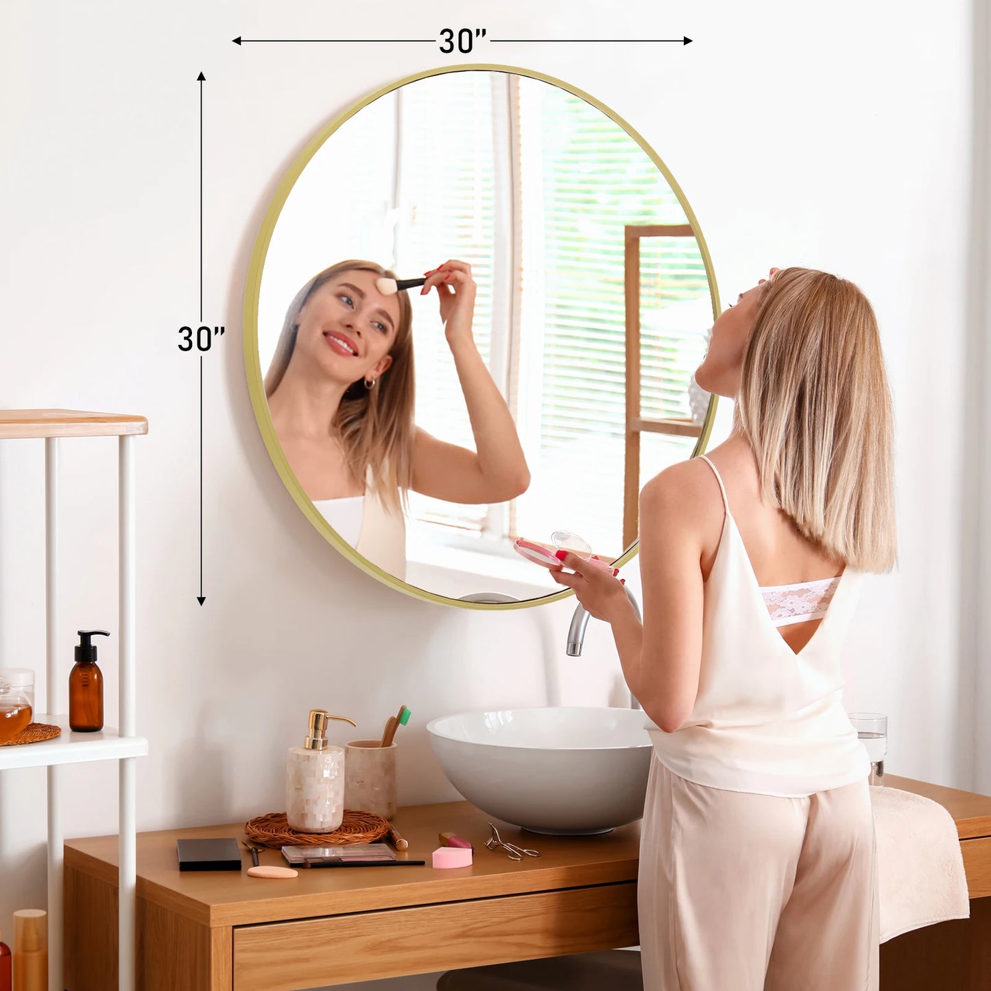 JHK Matte Metal Framed Vanity Mirror Wall Living Room