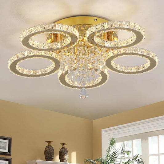 Vinilky Crystal Ceiling Chandelier Lamp For Living Room And Dining