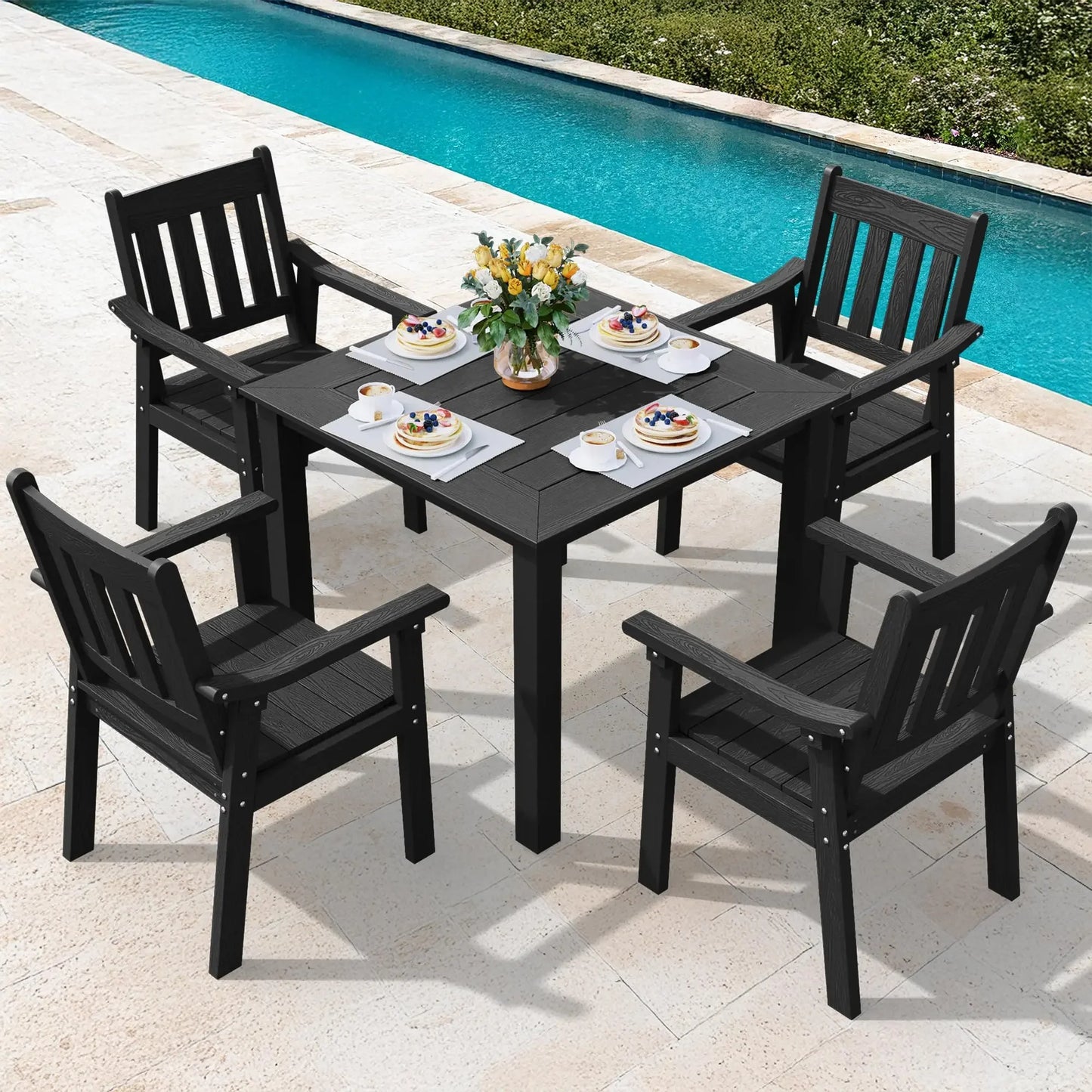 YEFU HIPS Patio Table Set 7 Piece Outdoor Dining Furniture