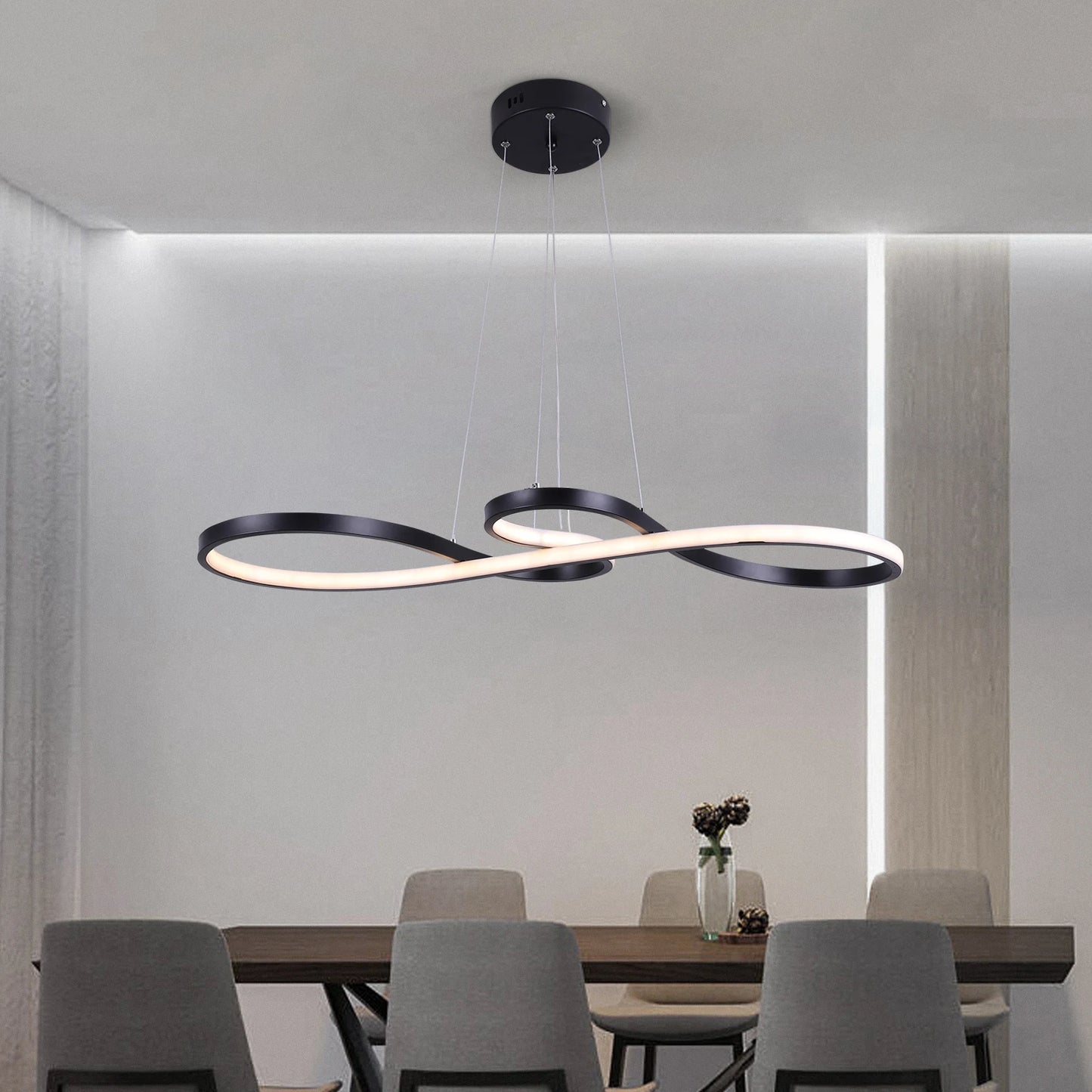 GreeLustr Modern Chandelier Pendant Light Acrylic Dimmable LED Ceiling Lamp