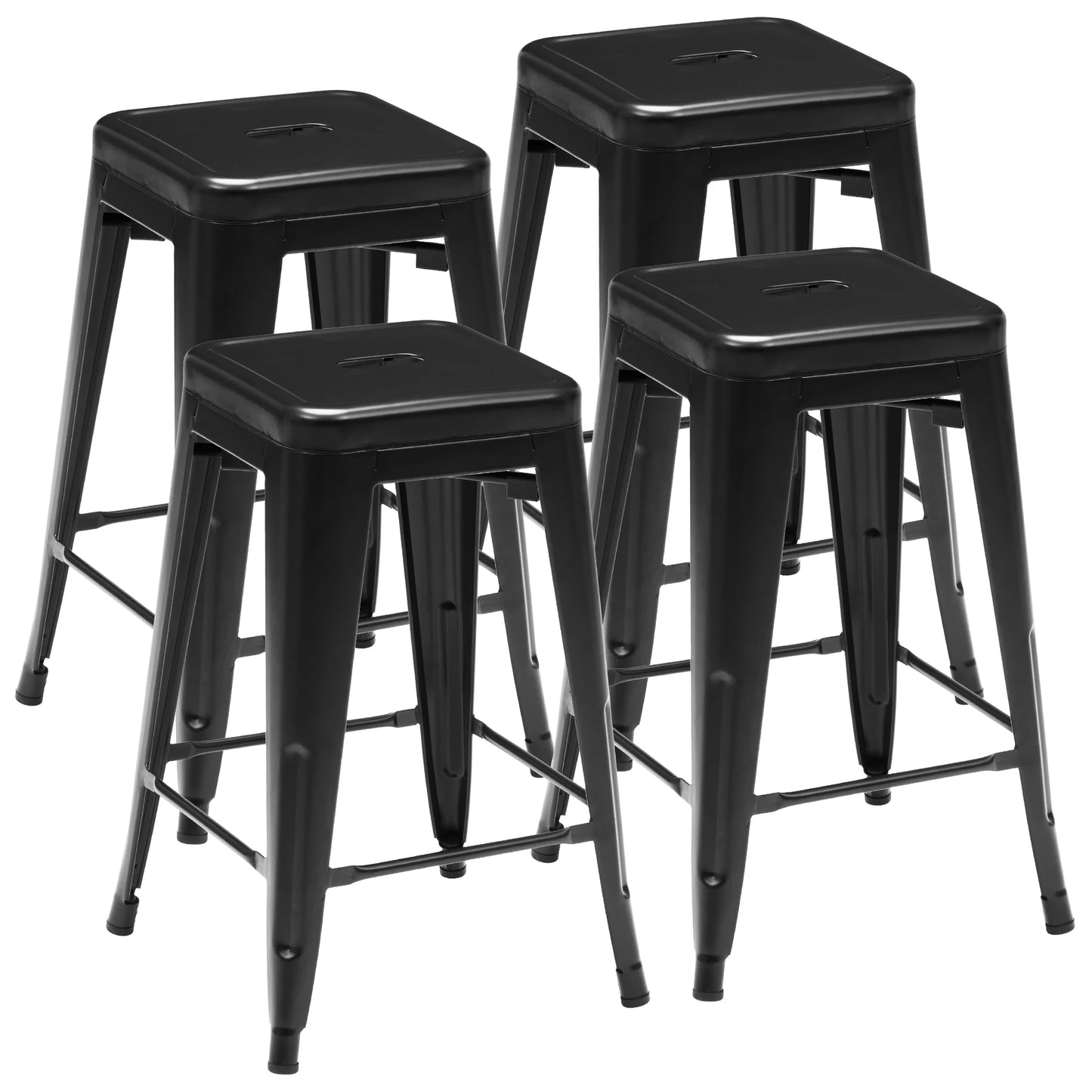 JHK 4 Pack Metal Bar Stools Backless No Assembly Required Outdoor