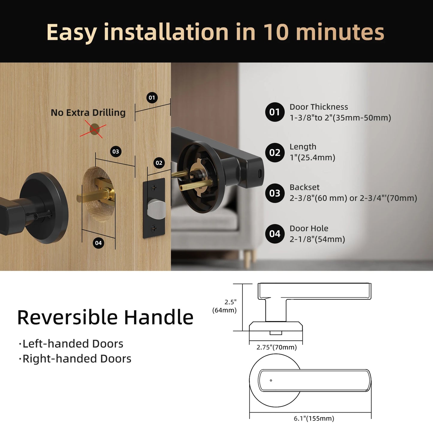 Viladepot Smart Door Lock With Fingerprint App Control And Keypad