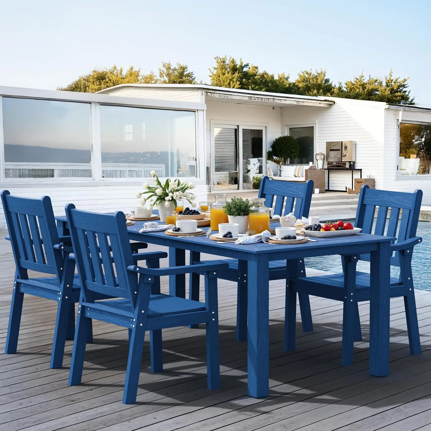 YEFU HIPS Patio Table Set 7 Piece Outdoor Dining Furniture