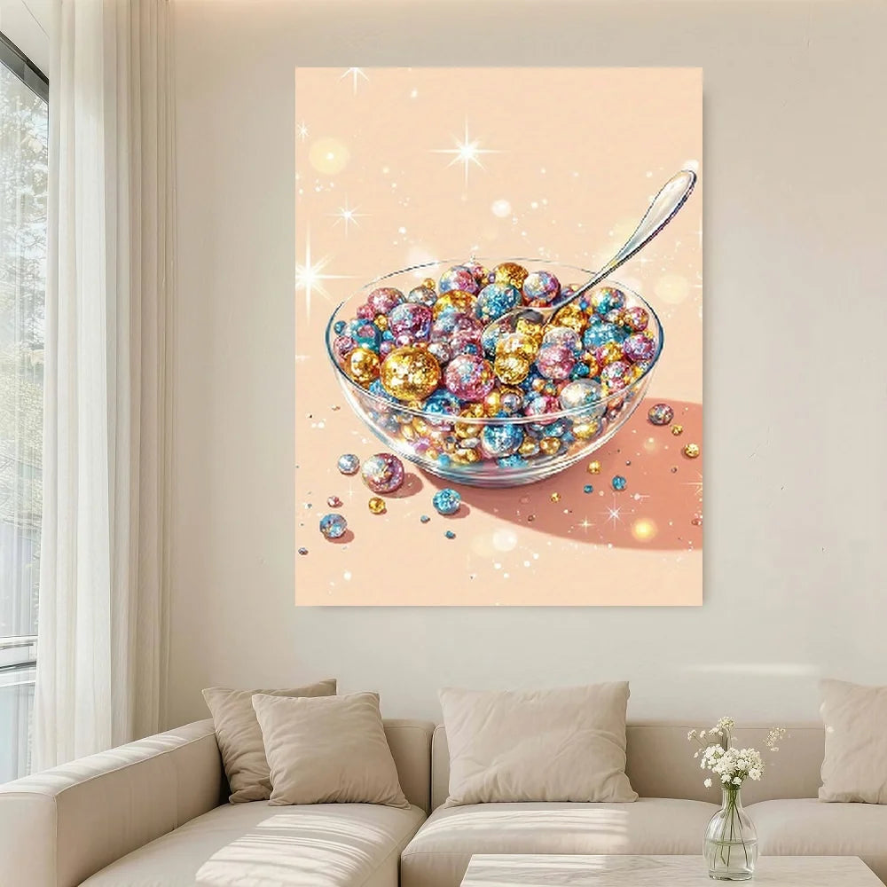 Framed Disco Ball Soup Canvas Wall Art Print Modern Par