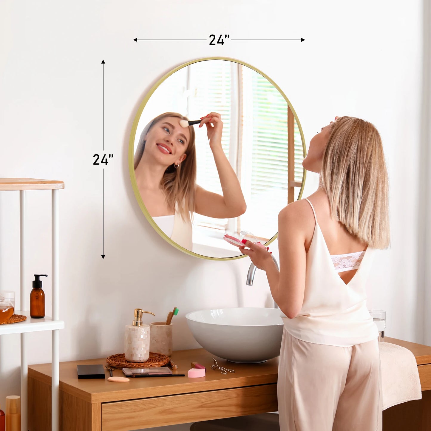 JHK Matte Metal Framed Vanity Mirror Wall Living Room