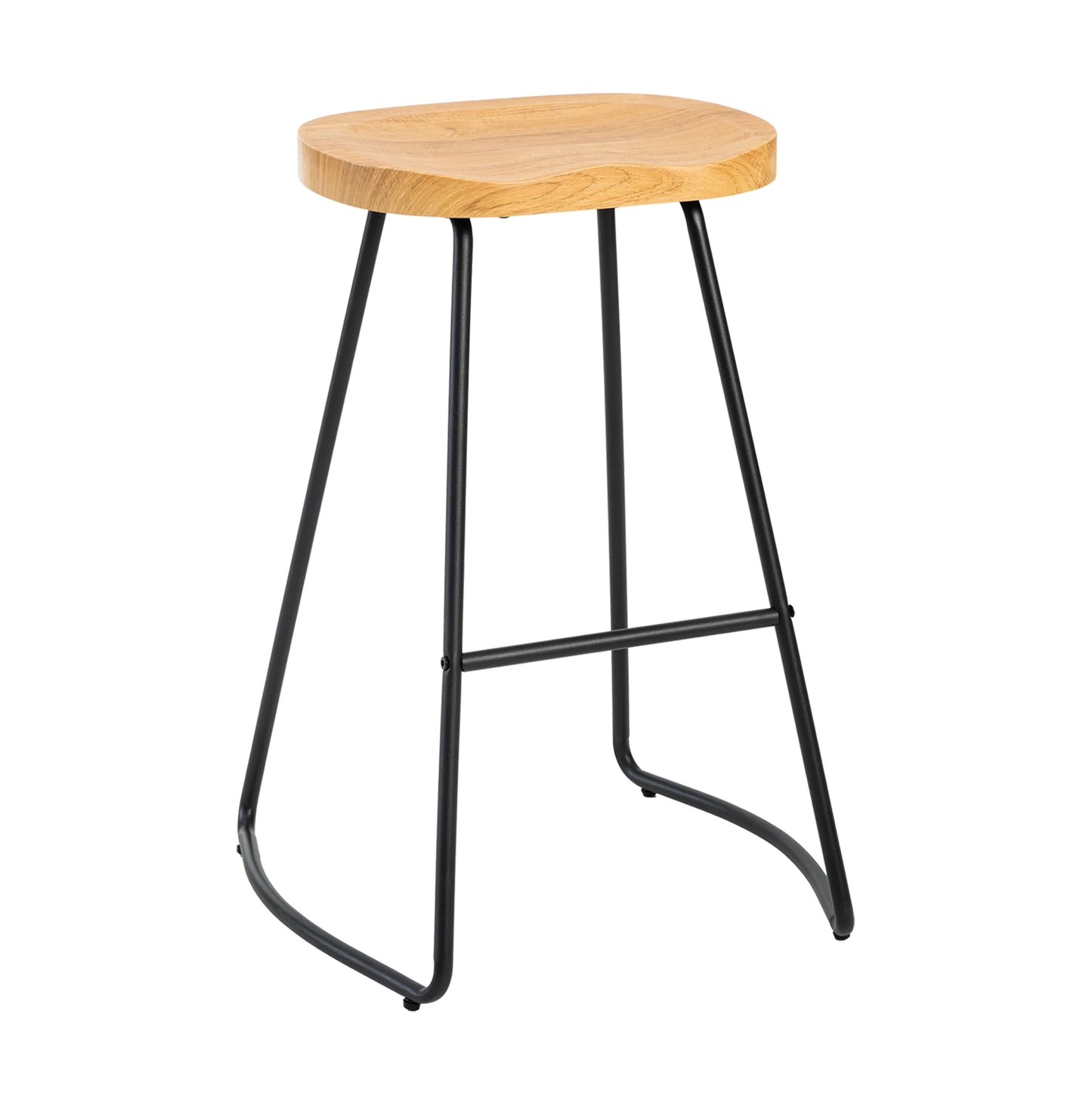 JHK Wood Saddle Seat Counter Stools With Metal Legs Office