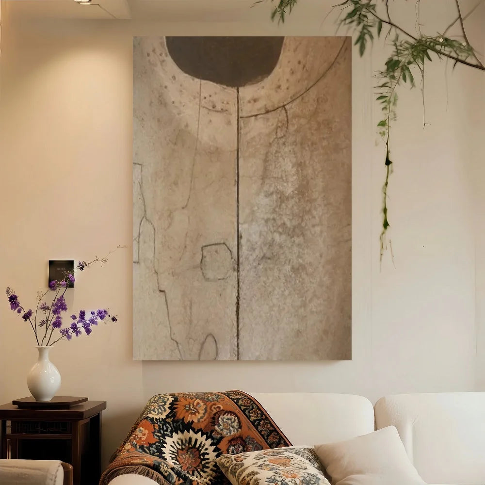 Framed Canvas Abstract Wall Art Japanese Wabi Sabi Minimalist Brushstrokes