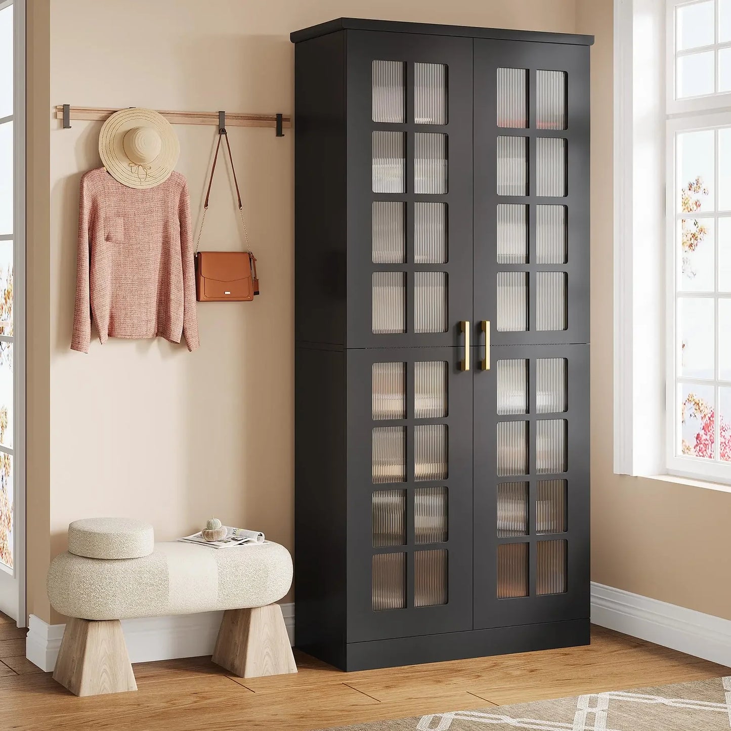 Tall Shoe Cabinet With Doors Eight Tier Storage Organizer