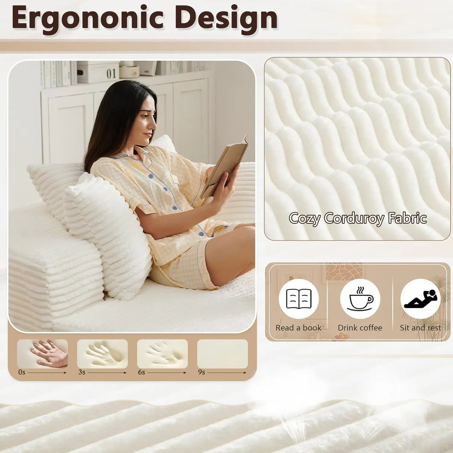 Indoor Plush Corduroy Round Chaise Lounge Chair Modern Style