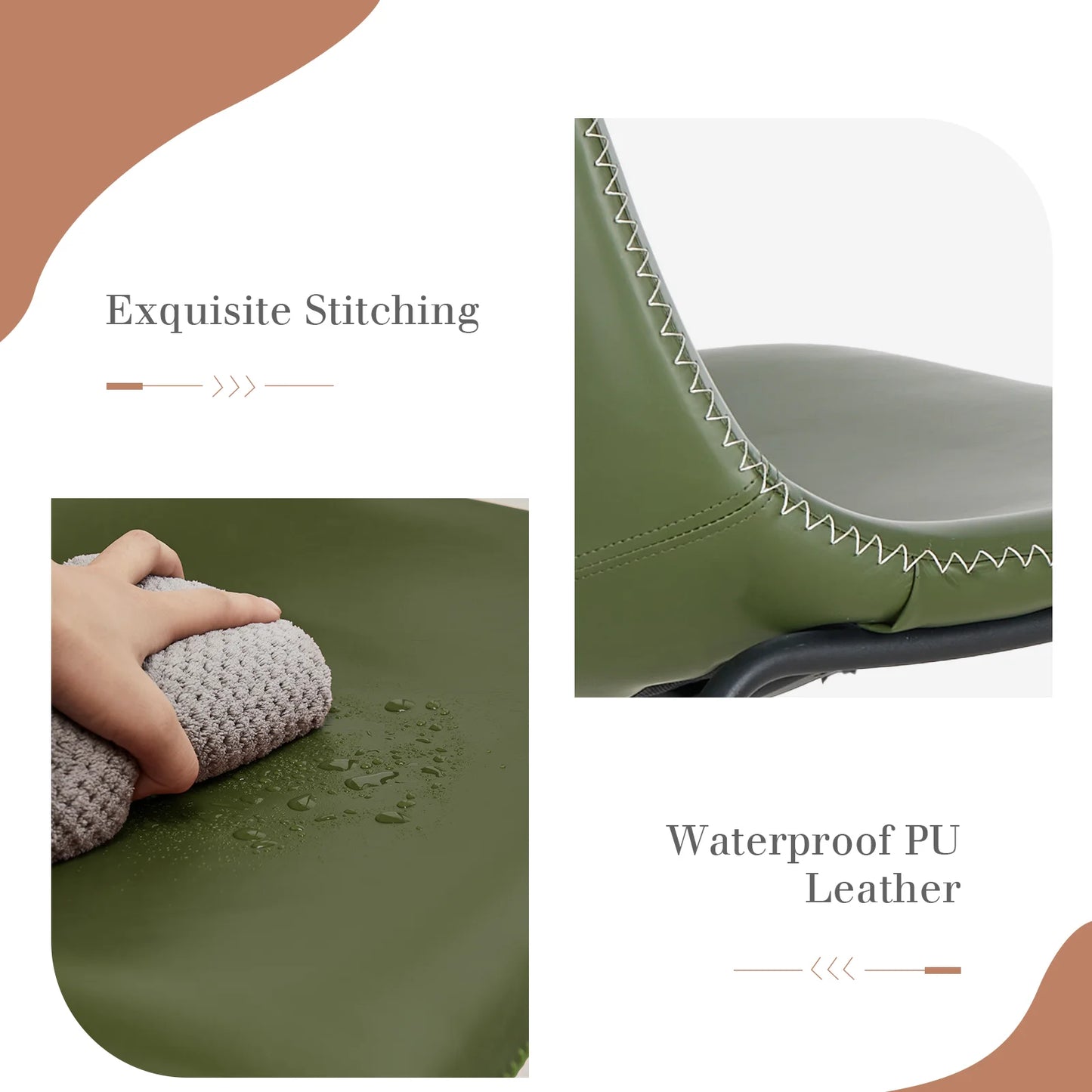 JHK PU Leather Counter Height High Chair Set 2 Pack