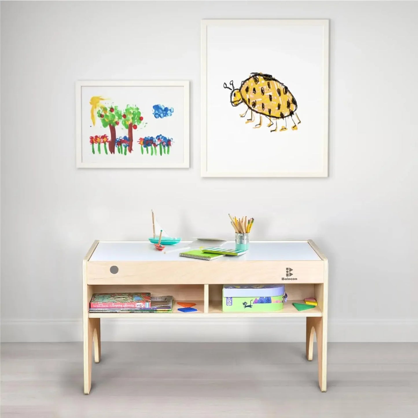 Wooden Three In One Art And Activity Table Playset For Blocks And Bricks Storage
