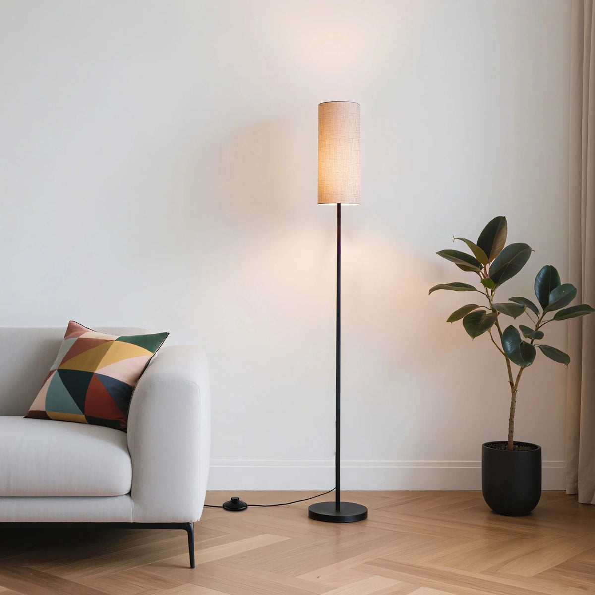Gupup Dimmable Fabric Shade Floor Lamp With Remote Control