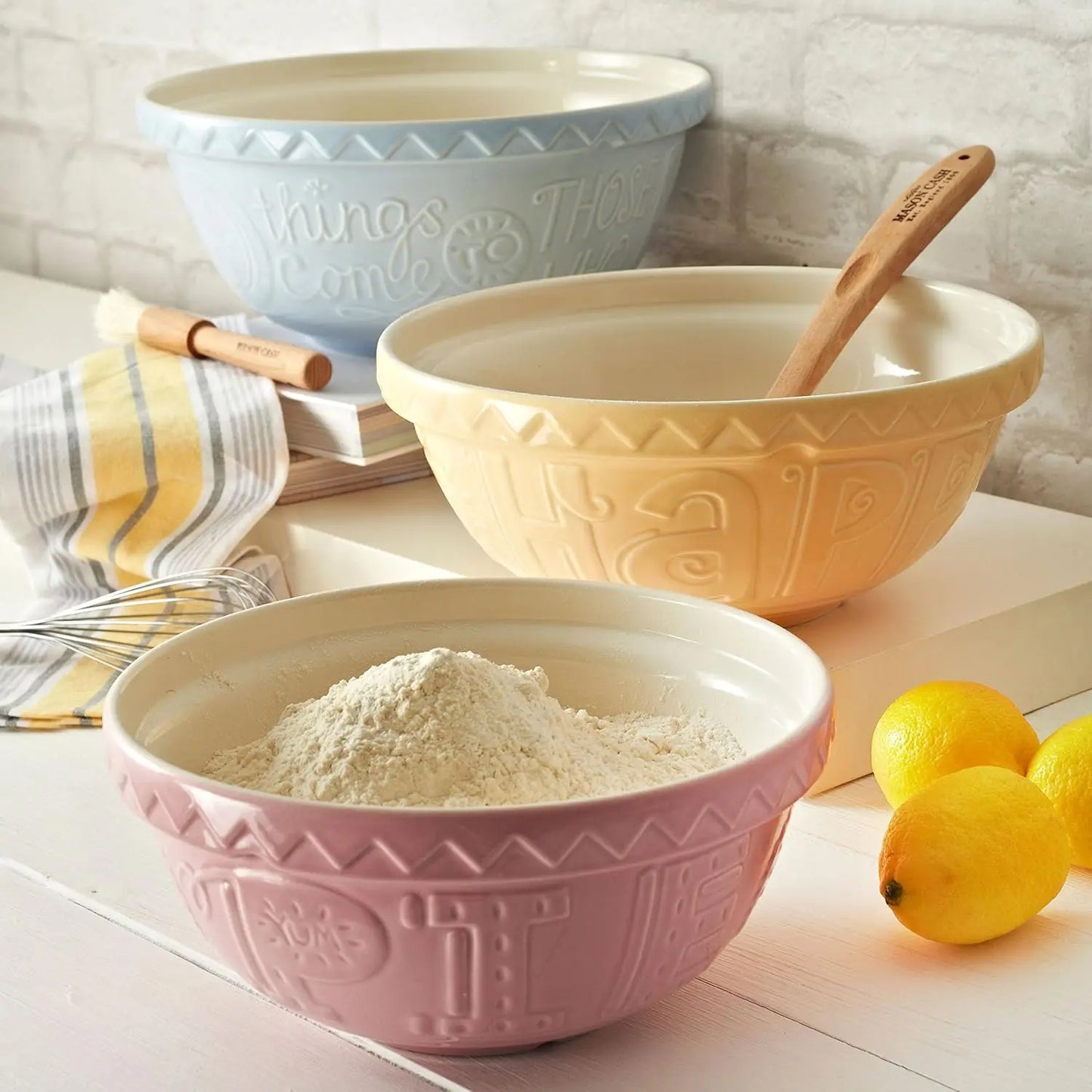 Heavy Earthenware Mixing Bowl Wide Shallow For Kneading Dishwasher Safe