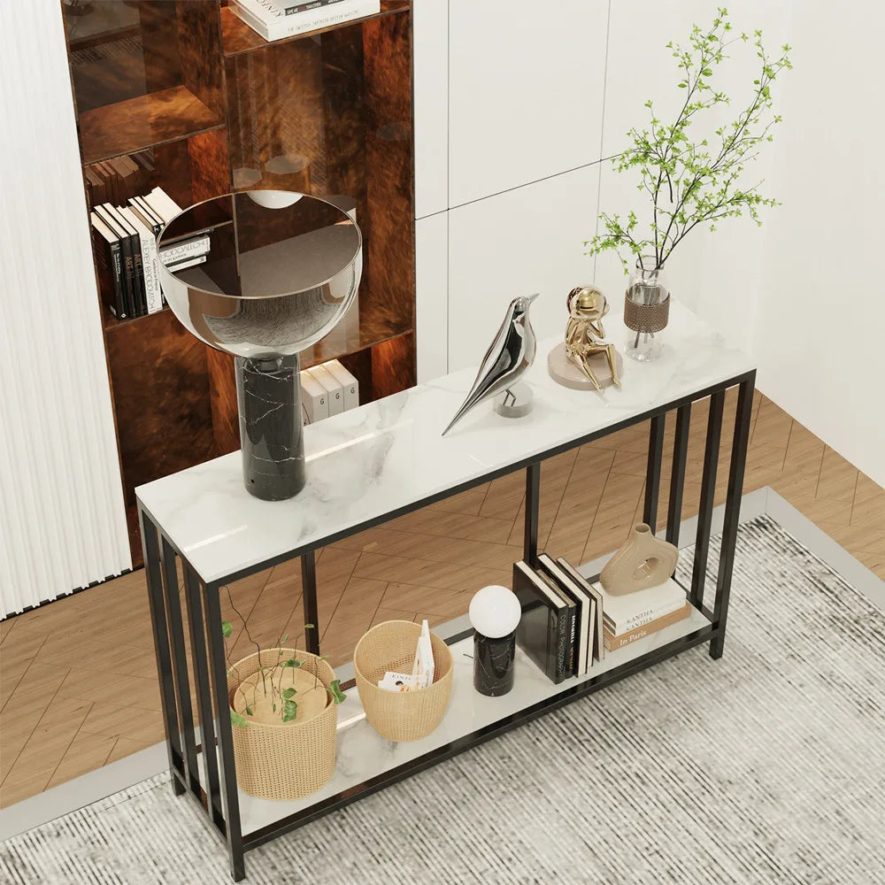 LUVODI Style Console Table With Metal Frame And Shelves