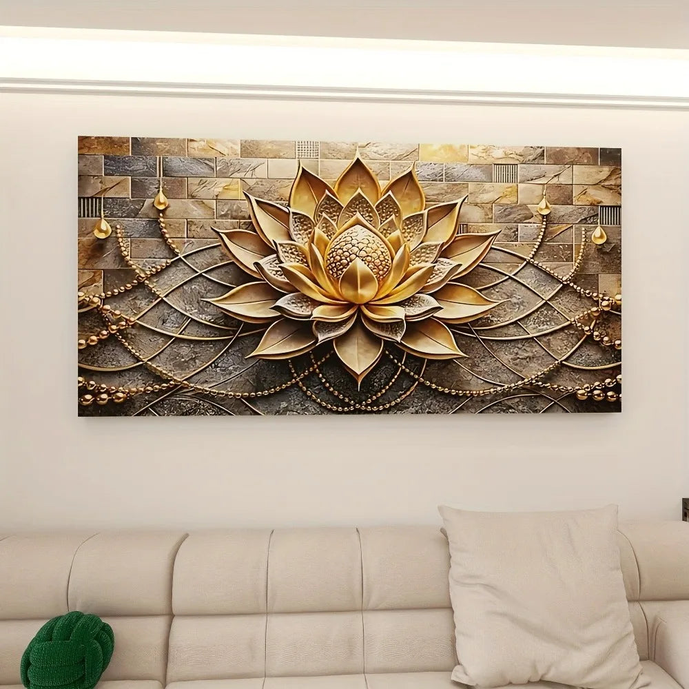 Modern Abstract Floral Canvas Art On Pine Wood Base
